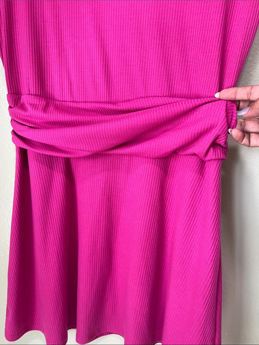 AND NOW THIS Fuchsia Ribbed Mini Dress - Picture 2 of 6